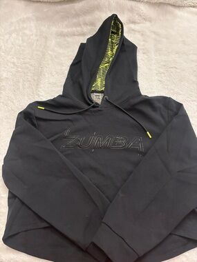 Zumba Black Crop Hoodie with Neon Lime Lining